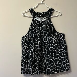 INC sleeveless top black/tan with trim black/grey at neck size  xl new with tag